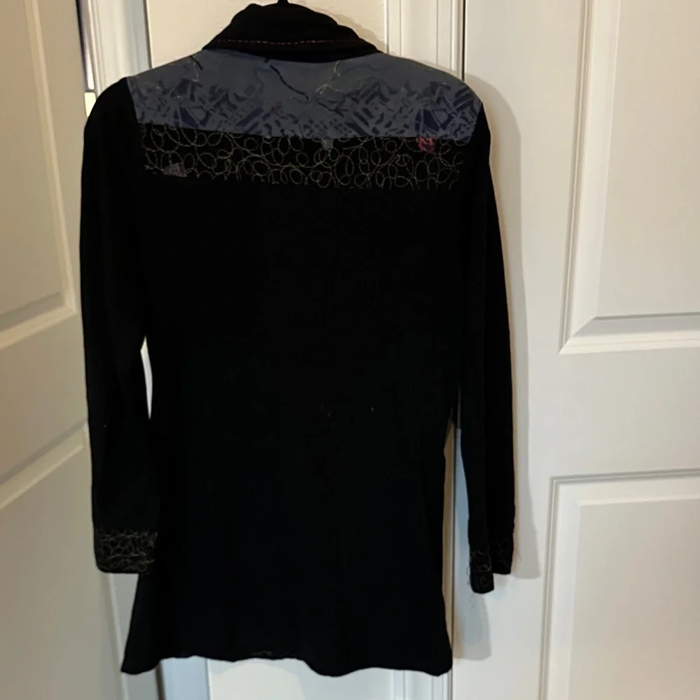 Parsley & Sage Black Jacket with Multicolor Abstract Panels